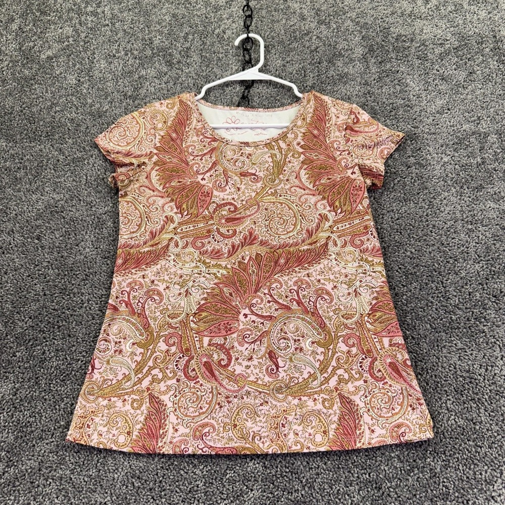 Aventura Shirt Womens M Pink Paisley Jersey Stretch T Shirt Summer Casual
